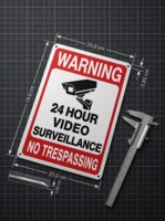 Señal de Advertencia de Seguridad Personalizable con Videovigilancia las 24 Horas, Placa de Aluminio Reflectante Impermeable con Logotipo