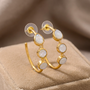 New Arrival Gold Plated <b>Drop</b> Earrings with Small Discs Shape Turquoise Gemstone Unique Design - Product Image 3