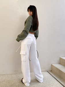 <span class=keywords><strong>Pantalon</strong></span> Cargo pour femmes avec poches <span class=keywords><strong>Pantalon</strong></span> ample taille haute <span class=keywords><strong>de</strong></span> haute qualité <span class=keywords><strong>Pantalon</strong></span> Taille personnalisée Vie décontractée - Product Image 3