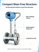 Energy Efficient Eco Friendly Flange Type Vortex Flow Meter Stainless Steel LUGB Digital 4-20ma Transmitter for Steam Air and