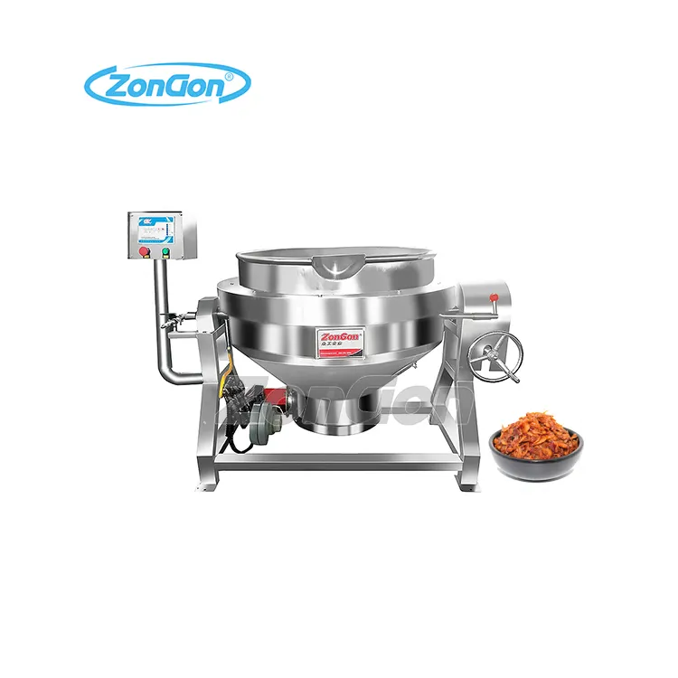 攪拌機付き傾斜型工業用ジャケット付き調理ケトル