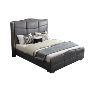 Nouveau produit ensembles de chambre à coucher de luxe cadre de lit en cuir lit double lits King Size ensemble de meubles de chambre à coucher souples table de nuit à vendre