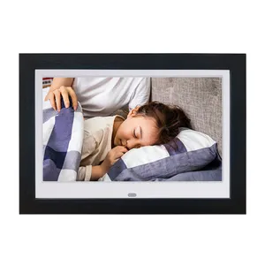 Wood Border 10 inch Custom Digital Photo Frame HD Family Video Player 1024*600 Digital Picture Frame With Multi Language