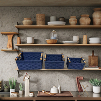 Panier de rangement artisanal en bambou et corde de papier - Corbeille à linge et poubelle de salle de bain avec poignée, organisateur de taille personnalisable