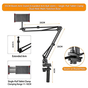 Desktop Stand Tablet Mount 17 mm Ball Lazy Phone Holder Stand Clamp <strong>Bracket</strong> Metal iPad Phone 4.7-11" Holder Bed Desk Support - Product Image 3