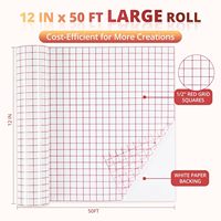 Cinta de Transferencia de Vinilo Transparente 12 x 50 Pies con Rejilla de Alineación, Cinta Adhesiva Acrílica para Letreros, Ventanas, Pegatinas y Enmascaramiento