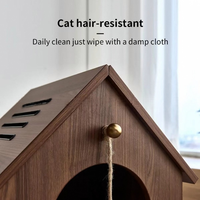 Maisonnette en bois pour chat d'intérieur avec jouet à suspendre, lit pour chat, nid pour animal de compagnie, villa pour chat, maisonnette universelle en bois pour animaux de compagnie toutes saisons pour chats et chiens