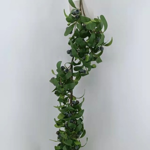 Décoration de Noël Feuille d'<span class=keywords><strong>olivier</strong></span> Fruit Berry Guirlande de bleuets Plante artificielle - Product Image 2