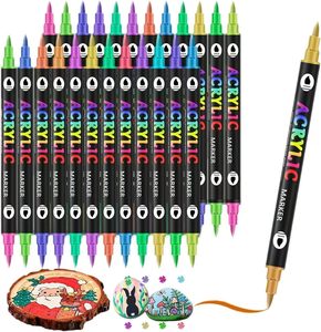 Dual Tip Acrylic Marker Pen <b>Set</b> Fine Brush Tip for Graffiti Permanent Ink <b>Paint</b> Easy-to-Use Acrylic Art Marker Pen - Product Image 1