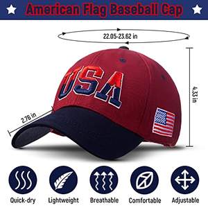 Gorra de Béisbol Unisex Personalizada de 6 Paneles, 100% Algodón, Bordado 3D, Gorra con Bandera Americana y Logotipo Personalizado - Product Image 3
