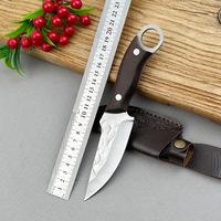 Couteau à viande mongol à tenir à la main - Ambidextre, écologique, pour le camping et les activités de plein air, petit couteau forgé en acier au carbone 5Cr pour couper la viande et les fruits