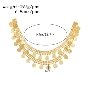 Vintage Gold Coin Tassel Metal Belly Belt Rhinestone Água Drop Cintura Cadeia para Mulheres Meninas Dança Partido Jóias Decoração - Product Image 3