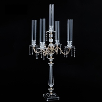 Vente flash : candélabre en acrylique, centre de table, grand porte-bougie noir, accessoires de mariage, chemin de table, style européen, 9 bras