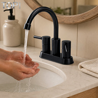Robinet Mitigeur de Lavabo Noir Mat en Acier Inoxydable Eau Chaude et Froide Vente en Gros Usine OEM ODM