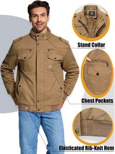 Chaqueta Parkas de lana para hombre, ropa de carga a prueba de viento, chaqueta con logotipo, chaqueta cortavientos, abrigos, ropa de trabajo informal para exteriores - Product Image 2