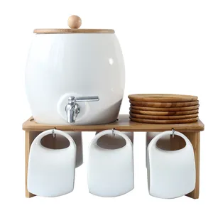 Distributore set di tazze bianche personalizzate set di teiere Set di grandi dimensioni brocca in ceramica