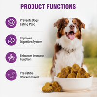 NO POO CHEWS pour chiens - Friandises molles riches en protéines à la papaye et à la camomille, efficaces pour empêcher la consommation de selles et favoriser une santé intestinale optimale