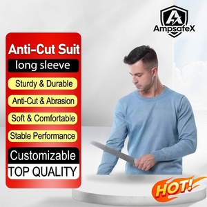 Camiseta de Protección Contra Cortes Nivel A de AmpsafeX, Directo de Fábrica, Personalizable, Material PE Azul, para Trabajo y Uso Casual - Product Image 1