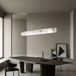 Lustre LED moderne de luxe, décoration intérieure, marbre, laiton, plafonnier haut de gamme, <span class=keywords><strong>colonne</strong></span> ovale <span class=keywords><strong>en</strong></span> albâtre espagnol naturel - Product Image 2