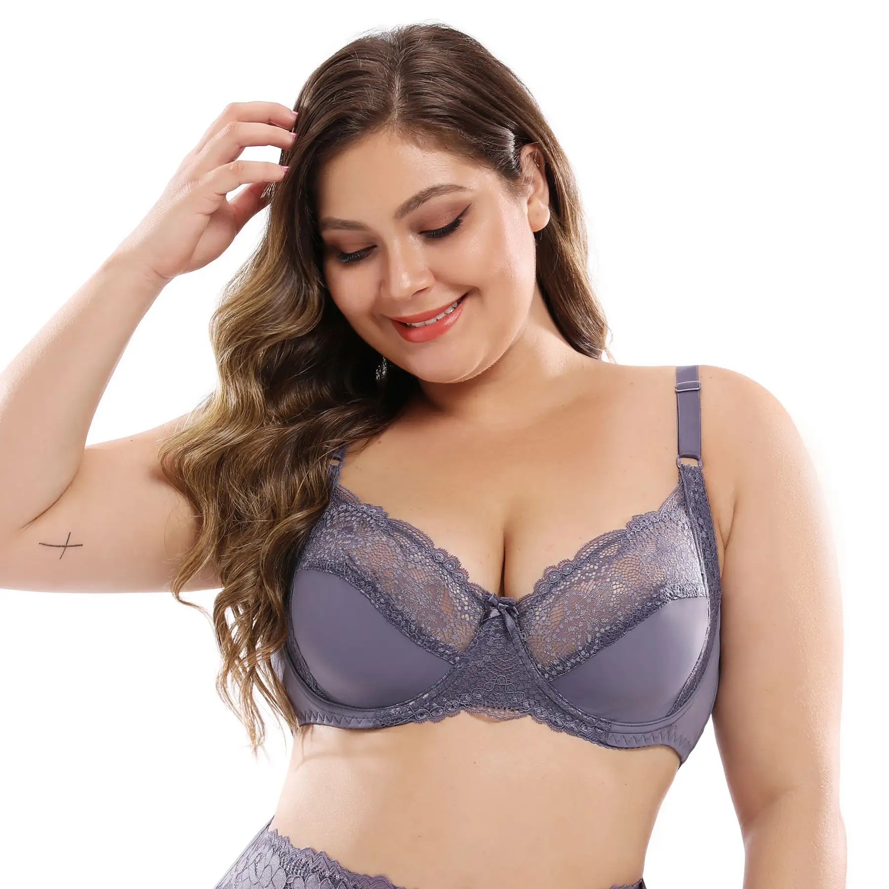 38-48de đầy đủ cup siêu mỏng sexy ren kích thước lớn áo ngực với Underwire ngực lớn hiển thị đồ lót nhỏ