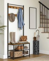 Meuble d'entrée multifonctionnel élégant : armoire à chaussures, rangement en bois, porte-manteau, meuble de hall avec banc