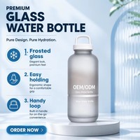Bouteille d'eau en verre givré créative, bouteille à boire en verre dégradé, bouteille d'eau en verre de 500 ml