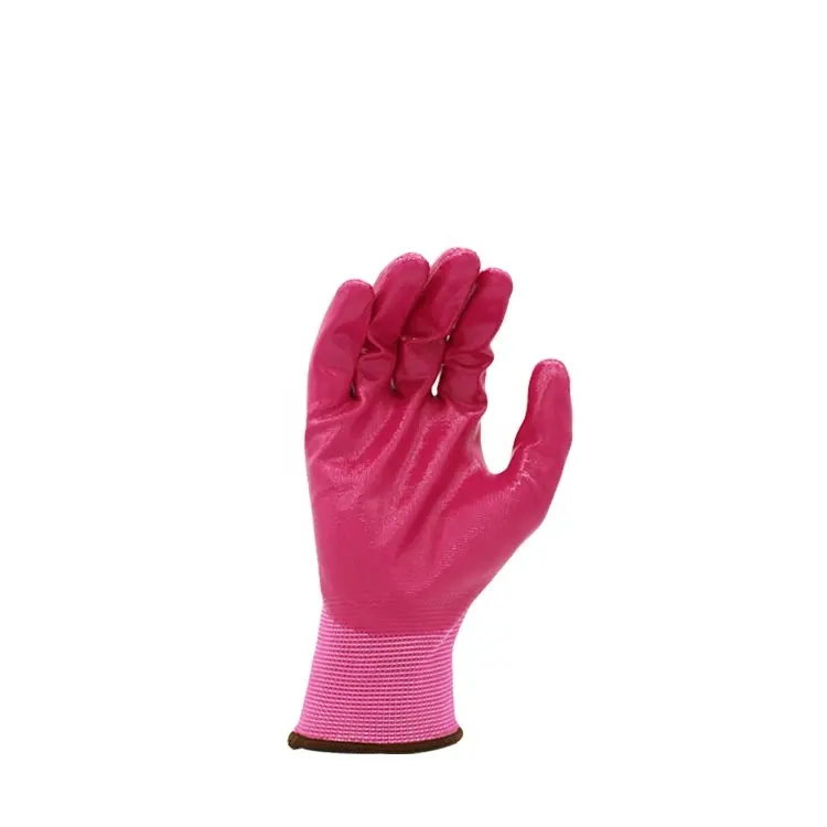 China wholesale 13 gauge knit coated colorful nitrile garden safety working gloves