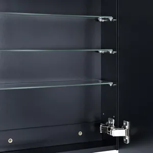 <span class=keywords><strong>Armoire</strong></span> à <span class=keywords><strong>pharmacie</strong></span> en métal avec cadre rond, miroir à bord biseauté noir, encastré et à montage en surface - Product Image 5
