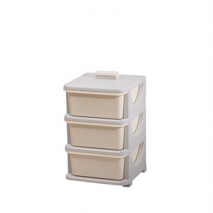 Commode de rangement pour enfants en plastique, 3 tiroirs, organisateur de jouets, grand modèle carré - Product Image 1