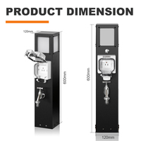 Poteau de parc en acier inoxydable 304 |   Boîtier de sortie unique + Robinet anti-gel + Éclairage intelligent Tuya WiFi IP66 extérieur combiné eau et électricité