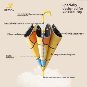 <span class=keywords><strong>Parapluie</strong></span> anti-piqûres pour enfants, dessin animé, bords arrondis, poignée droite, longue poignée, léger, soleil et pluie, garçons, filles, maternelle - Product Image 3