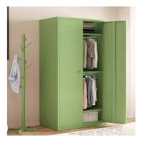Armoire de chambre à coucher moderne pliable à 2 portes en métal avec penderie