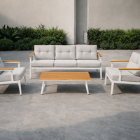 Ensemble de canapés d'extérieur pour coin patio au bord de la piscine, avec structure en aluminium résistante à la rouille et foyer intégré