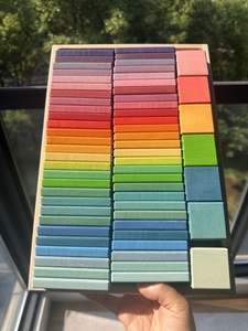 Juguetes de apilamiento de madera, cubos de dominó de arcoíris, madera de cal, clasificación de Color manchado hecho a mano para niños, juego creativo - Product Image 4