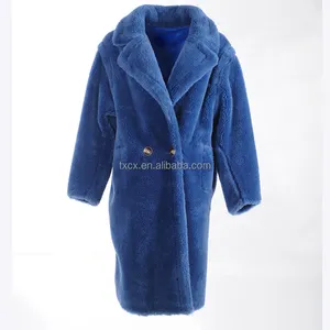 CX-G-T-07 Women Hand Made Genuine Fashion Sheep Wool Teddy Bear Fur Coat Oversize