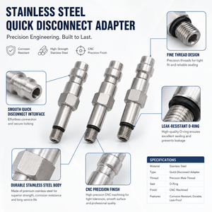 HPA Zimakyfa OEM Acier inoxydable argenté pour accessoires, adaptateur de vanne de distribution de liquide, raccord rapide mâle Foster Probe - Product Image 6
