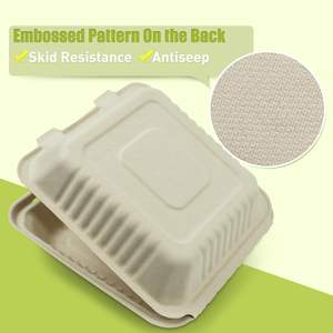 1500ml 9 Inch 100% Biodegradable & Compostable Bagasse Disposable Camping Food Packaging Containers Boxes Waterproof Greaseproof - Product Image 2