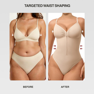 Body Faja Moldeadora de Una Pieza para Mujer de <span class=keywords><strong>Tik</strong></span> <span class=keywords><strong>Tok</strong></span> de Gran Venta con Cremallera Frontal Transpirable sin Costuras y Control de Abdomen al por Mayor - Product Image 3