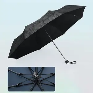 Japanese style rain umbrella manual open and close big size 23 inch 3 folds umbrella with umbrella bag