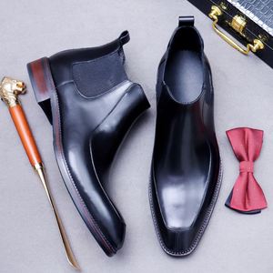 Chaussures carrées rétro décontractées faites à la main pour hommes, tendance, vernies, à lacets, légères, respirantes, semelle extérieure en caoutchouc antidérapante, style britannique Penny - Product Image 4