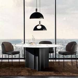 Customized Luxury <strong>Space</strong> <strong>Saver</strong> Oak Leg Round Marble Dining <strong>Table</strong> Dining <strong>Table</strong> <strong>and</strong> <strong>Chair</strong> Set - Product Image 2