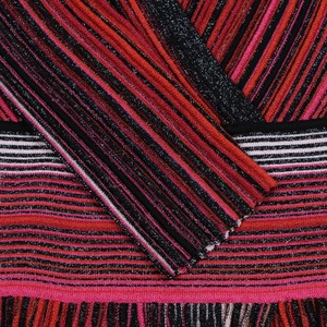 Women's Striped Sparkle Knit Dress, Custom <b>Red</b> V Neck Long Sleeve Bodycon Maxi Dress Sweater, Wholesale Evening Sweater - Product Image 4