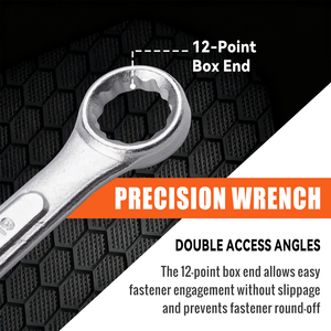 22-Piece Combination <strong>Wrench</strong> <strong>Set</strong>, Metric &amp; SAE, Chrome Vanadium Steel with Storage Case - Professional Double-Ended Tool Kit - Product Image 3