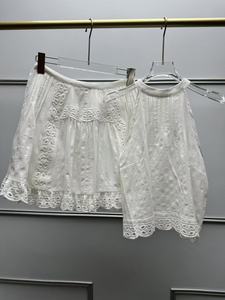 Women's <b>White</b> Elegant Gentle Sleeveless Tie Top + A-Line Skirt <b>2</b>-<b>Piece</b> <b>Set</b> - Product Image 2