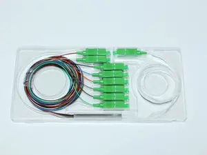 Harga pabrik 1X2 ,1x4, 1x8, 1x16 PLC fiber optical splitter dengan konektor Pigtail fiber optic PLC Splitter
