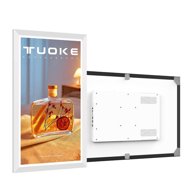 21.5 Inch Cloud Sync Digital Photo Frame Smart Wifi Android 14 Family Picture Wooden Frame Video Player Home Calendar Decor Gift