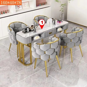 K New Luxury Modern <span class=keywords><strong>Nail</strong></span> Art Equipment Salon de manucure à deux places <span class=keywords><strong>Nail</strong></span> Table Metal Salon Furniture <span class=keywords><strong>Studio</strong></span> - Product Image 3