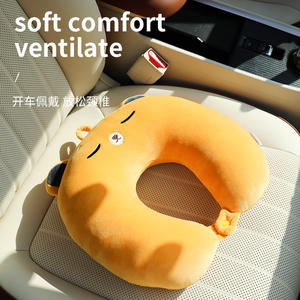 Coussin lombaire de voiture en forme de U, motif dessin animé mignon, support ergonomique pour soulager le dos, en polyester et coton - Product Image 3