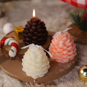 Handmade Christmas Pine Cone Scented Candles Pyramid Shape <b>Paraffin</b> Wax Nordic Style Home Decoration Holiday Gift - Product Image 2