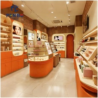 Présentoir mural de parfum en bois de verre personnalisé présentoir de magasin de maquillage de beauté vitrine et armoire de parfum